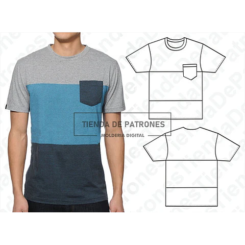 Molde Patrón Coreldraw Remera Recortes Hombre Del S Al 2xl