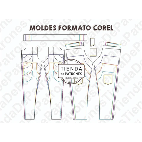 Molde Patron Coreldraw Jean Clásico Niños Talles 6 Al 14