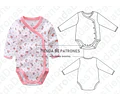 Molde Patron Coreldraw Body Bebes Manga Larga T. 1 A 18meses