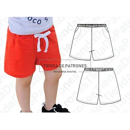 Molde Patron Coreldraw Short Básico Niños Talles Del 2 Al 14