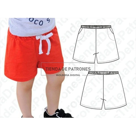 Molde Patron Coreldraw Short Básico Niños Talles Del 2 Al 14