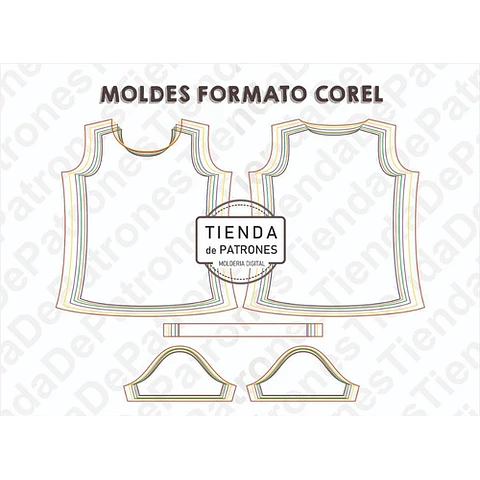 Molde Patron Coreldraw Remera Basica Mujer Del Xs Al 2xl 