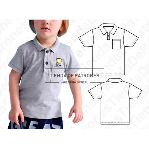 Molde Patron Coreldraw Chomba Polo Niños Talles Del 2 Al 8