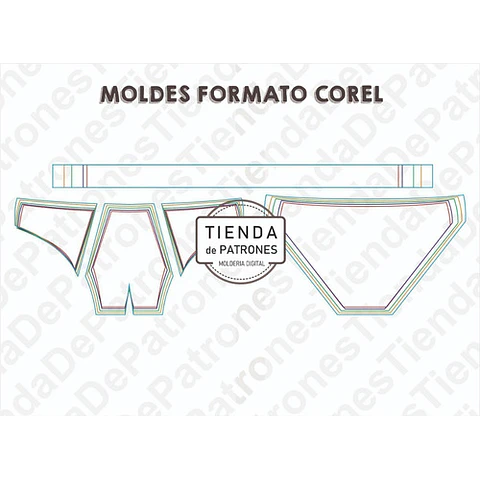 Molde Patrón Coreldraw Calzoncillo Slip Hombre Del S Al 2xl