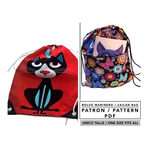 Molde De Costura, Patron Bolso Marinero - Mochila Imprimible