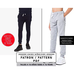 Molde De Costura, Patron Pantalon Joggers Nene , Imprimible