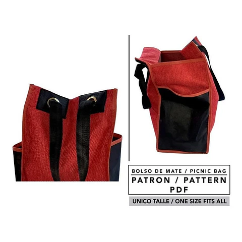 Molde De Costura, Patron Bolso De Mate, Pic Nic, Imprimible 