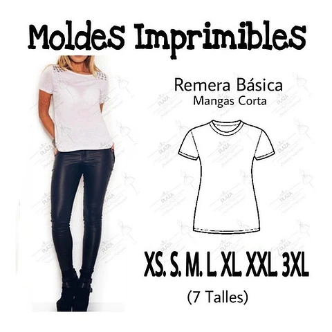 Moldes Patrones Imprimibles Remera Basica Mc Diy Xs Al 3xl