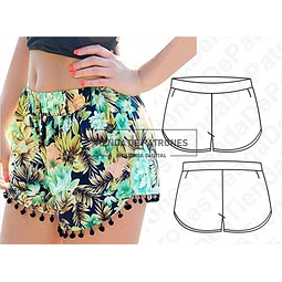 Molde Patron Coreldraw Mini Short Mujer Del 38 Al 46