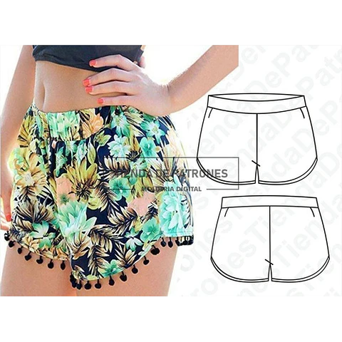 Molde Patron Coreldraw Mini Short Mujer Del 38 Al 46