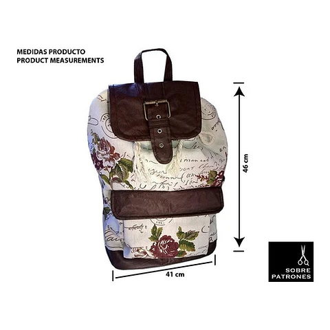 Molde De Costura, Patron Mochila, Imprimible, Descarga Pdf