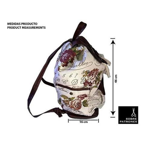 Molde De Costura, Patron Mochila, Imprimible, Descarga Pdf