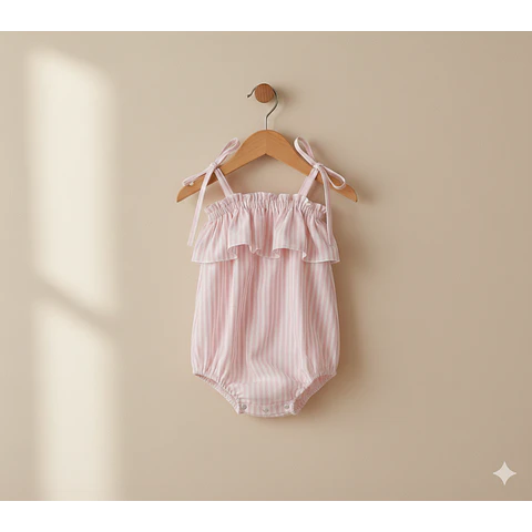 Molde Digital Body Corto Beba Volado lazo bretel Talles 1 A 5