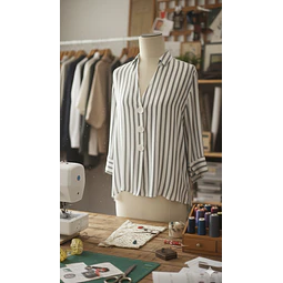 Molde Digital Camisa Escote V, manga 3/4 Pack 5 Talles!