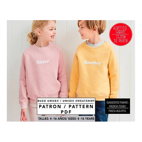 Molde De Costura, Patron Buzo Ranglan Niños, Imprimible
