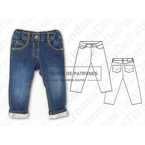 Molde Imprimible Jean Clasico Bebes 6 Talles