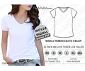 Molde Imprimible Remera Escote V Mujer Talles Del Xs Al 2xl