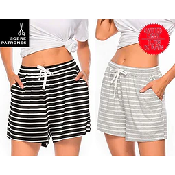 Molde De Costura, Patron Short Con Bolsillo Dama, Imprimible