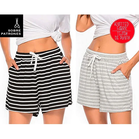 Molde De Costura, Patron Short Con Bolsillo Dama, Imprimible