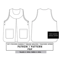 Molde De Costura, Pechera Escolar Adultos Tab, Delantal Pdf