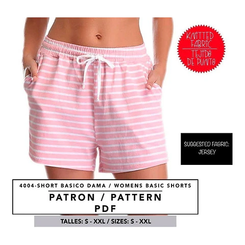 Molde De Costura, Patron Short Con Bolsillo Dama, Imprimible