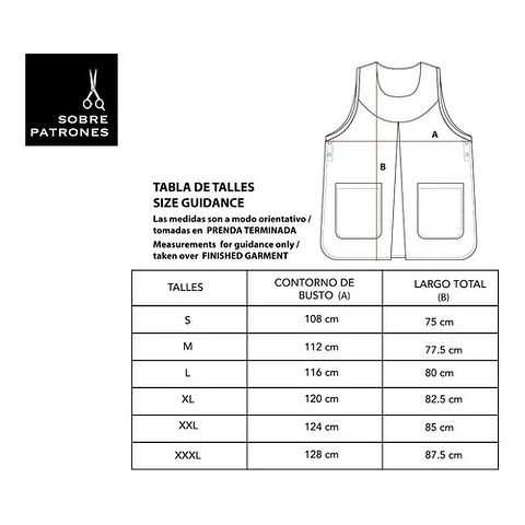 Molde De Costura, Pechera Escolar Adultos Tab, Delantal Pdf