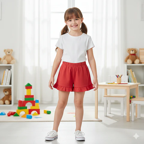 Molde Digital Short C/volado Ruedo Niña, Pack Talles 2 A 16