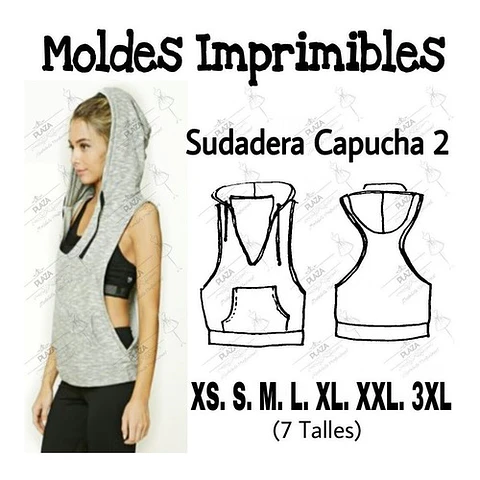 Moldes Patrones Imprimibles Sudadera V Capucha Xs Al 3xl