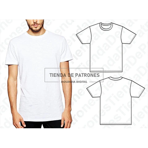 Molde Patrón Imprimible Remera Básica Hombre Del S Al 3xl