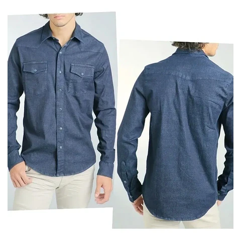 Molde Digital Camisa Hombre Con canesu en pico, talles S A Xxl