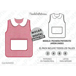 Molde Imprimible Pechera Pintorcito Jardin Unisex Del 2 Al 8