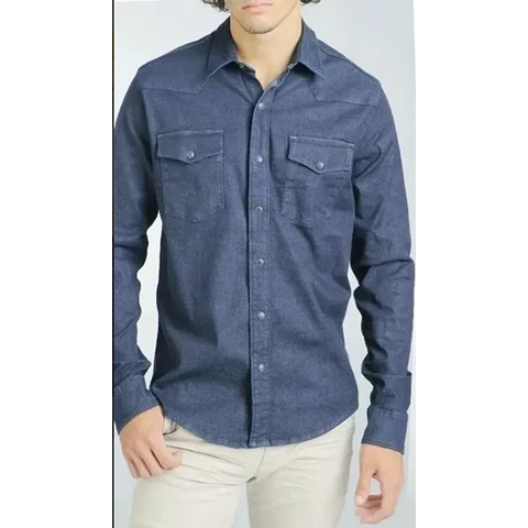 Molde Digital Camisa Hombre Con canesu en pico, talles S A Xxl