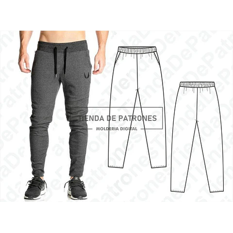 Molde Imprimible Pantalón Chupin Hombre Talles Del S Al 2xl