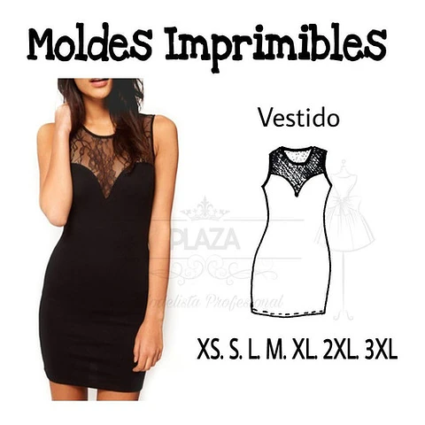 Moldes Patrones Imprimibles Vestido Al Cuerpo Diy Xs Al 3xl