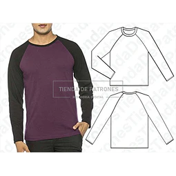 Molde Coreldraw Remera Hombre Ranglan Manga Larga S Al 2xl
