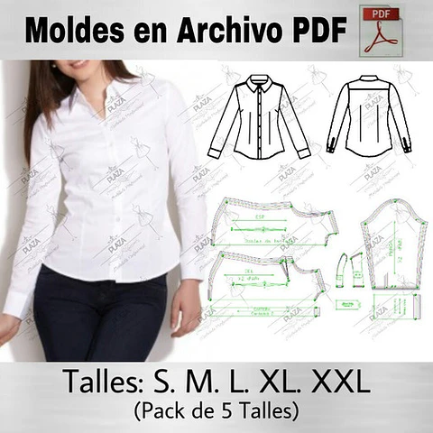 Moldes Patrones Imprimibles Blusa Camisera Basica Entallada S Al Xxl