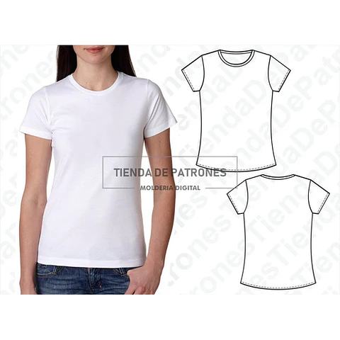 Molde Patron Imprimible Polera Basica Mujer Talles Xs Al 2xl