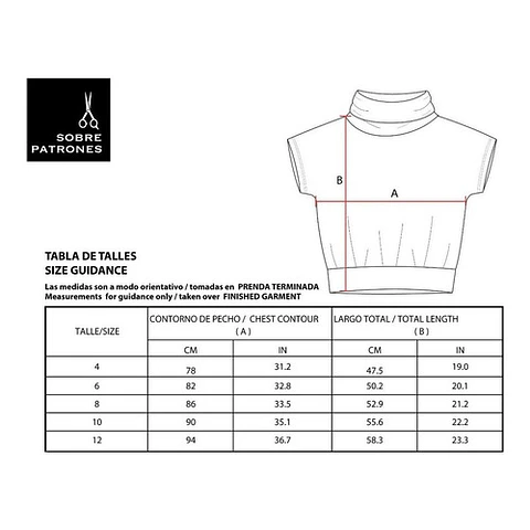 Molde De Costura, Patron Polera Cuello Alto M/corta Nena, Imprimible