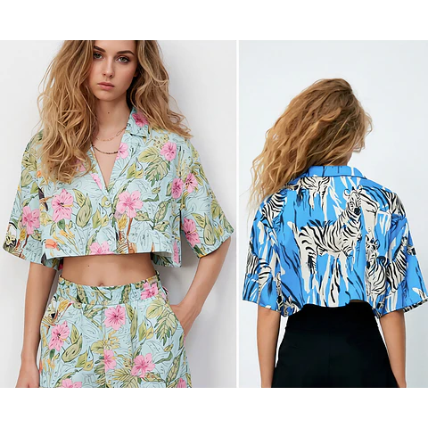 Molde Digital Blusa Camisera Cropped Oversize, Pack Talles S Al Xxl