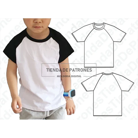 Moldes Patrones Polera Ranglan Niños Talles 4/6/8/10/12/14