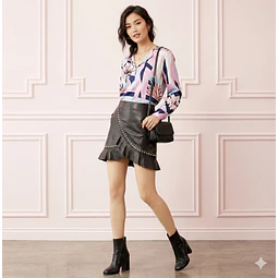 Molde Digital Falda Cuerina Volado Cruzado Pack 5 Talles!