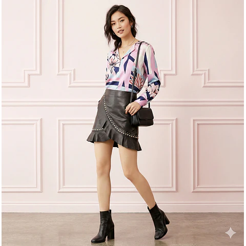 Molde Digital Falda Cuerina Volado Cruzado Pack 5 Talles!