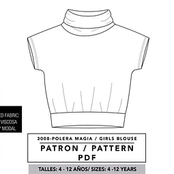 Molde De Costura, Patron Poleron M/corta Nena, Imprimible
