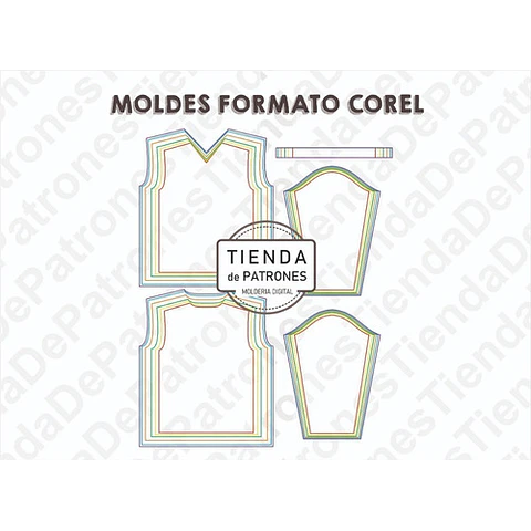 Molde Coreldraw Remera Hombre Manga Larga Escote V S Al 3xl