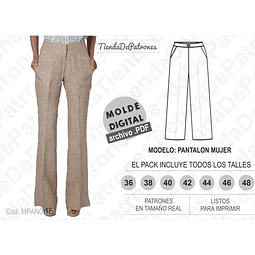Molde Patron Imprimible Pantalon Mujer Talles Del 36 Al 48
