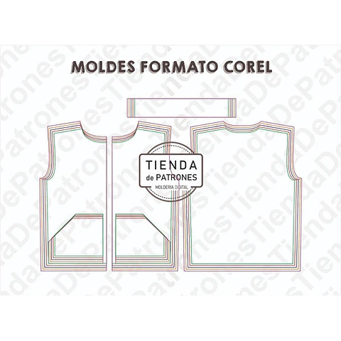 Molde Patron Coreldraw Chaleco Básico Unisex Del Xs Al Xl