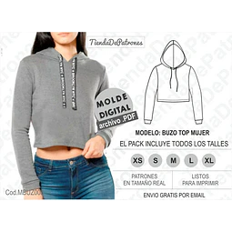 Moldes Patrones Imprimibles Buzo Top Mujer Talles Xs Al Xl