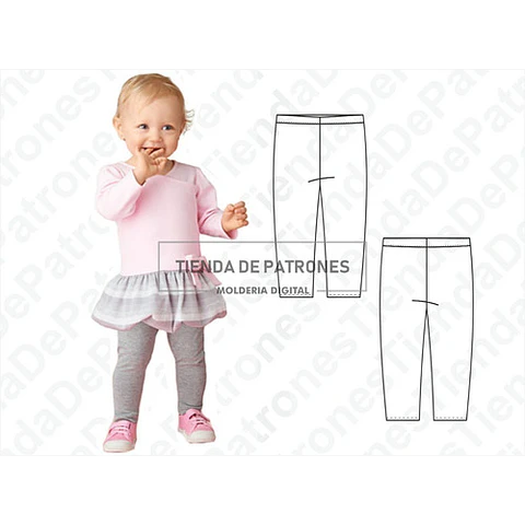 Molde Patron Calza Legging Bebes Pack Talles 6m/9m/1/2/4