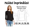 Moldes Patrones Imprimibles De Ropa Remera Ml Xs Al 3xl