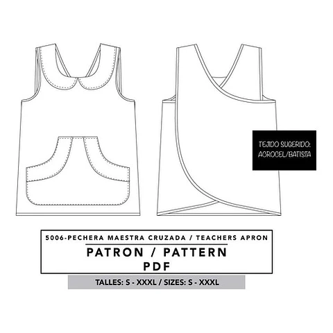 Molde De Costura, Pechera Escolar Adultos , Delantal Pdf